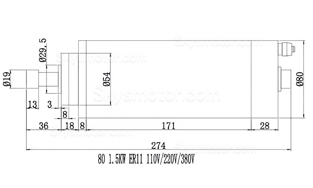1.5KW 110V/220V 水冷式スピンドルモーターキット huajiang1.5 + H100-1.5C2/S2 可変周波数ドライブ + ウォーターポンプ + ER20コレット13個 + ブラケット